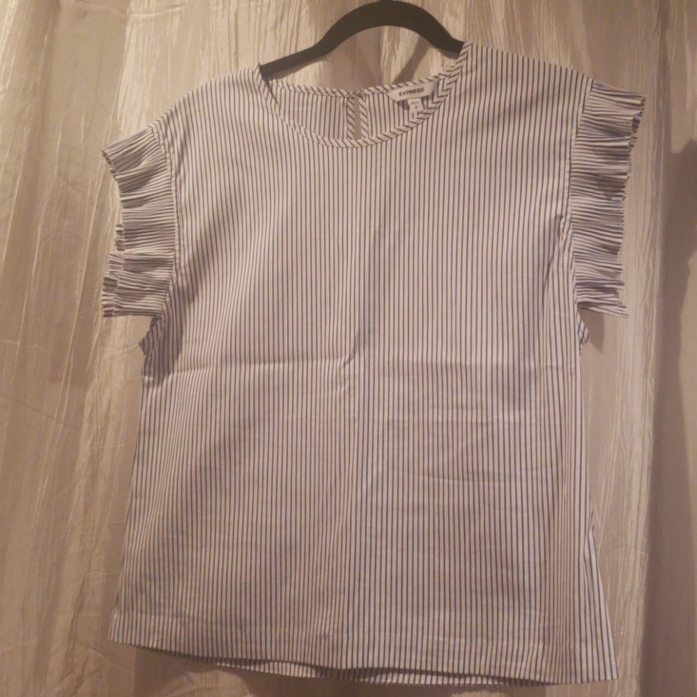 Blue and white pinstripe top